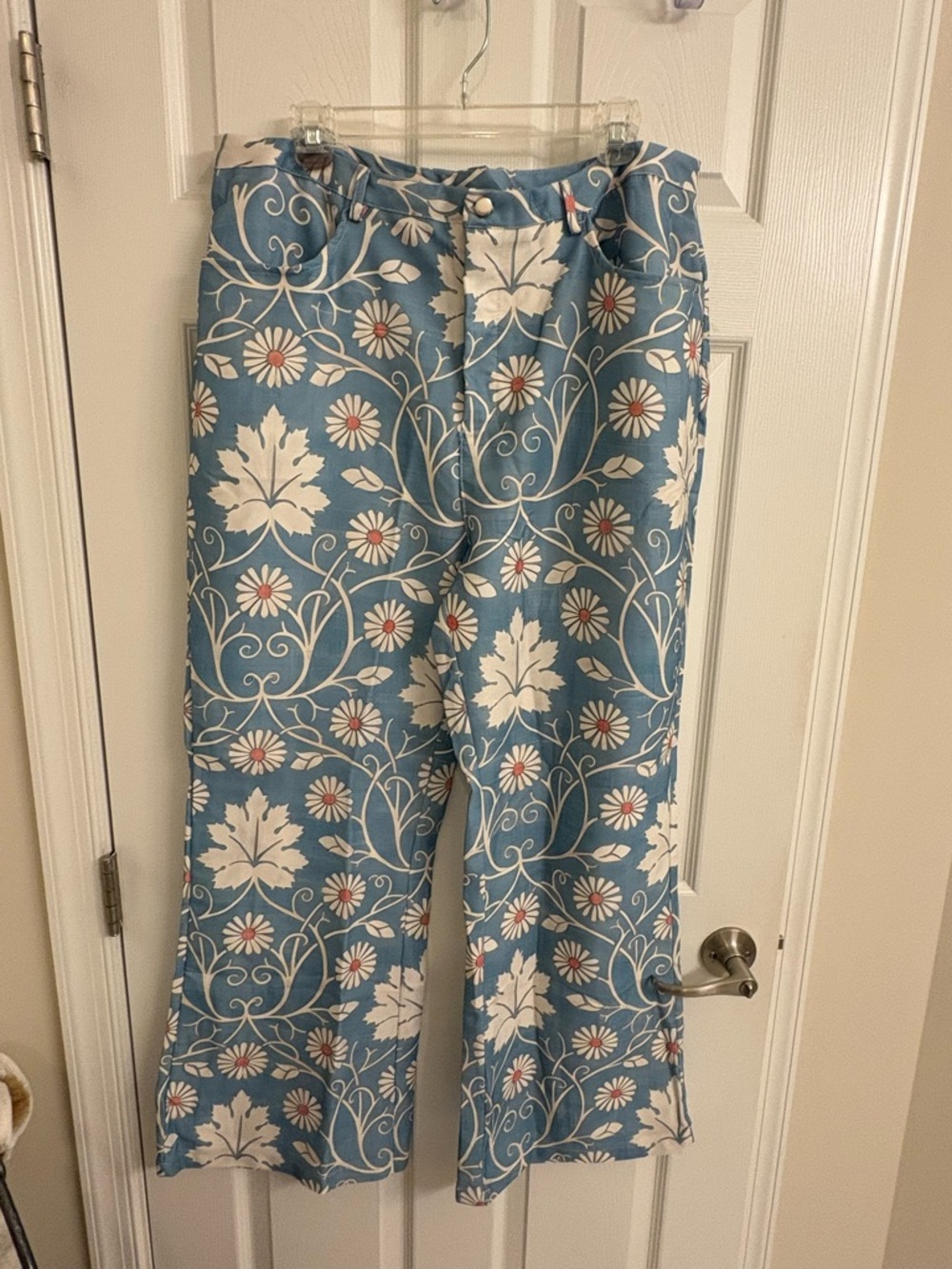Blue Floral Wide-Leg Pants 2XL